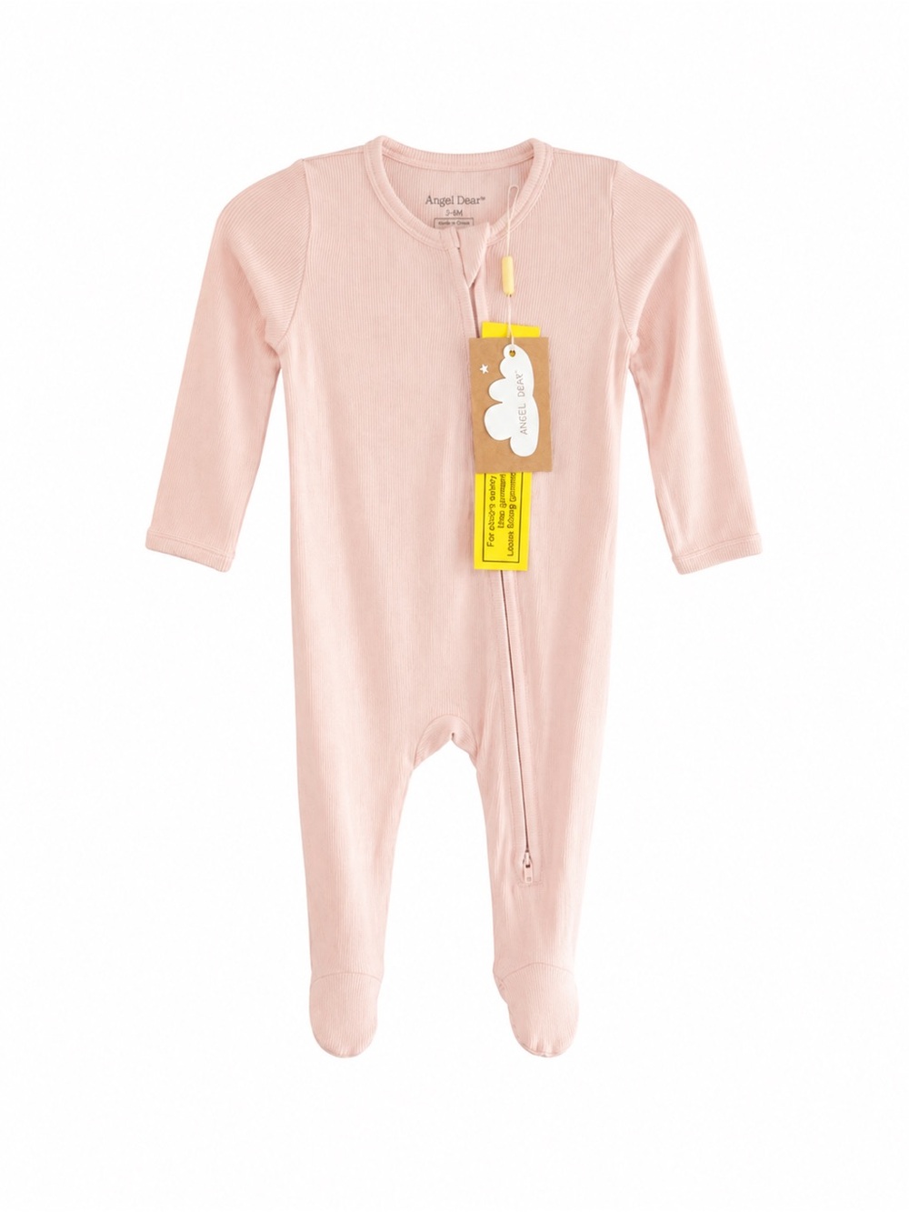 NWT Angel Dear 3-6M Pink Ribbed Modal Convertible Footie Sleeper